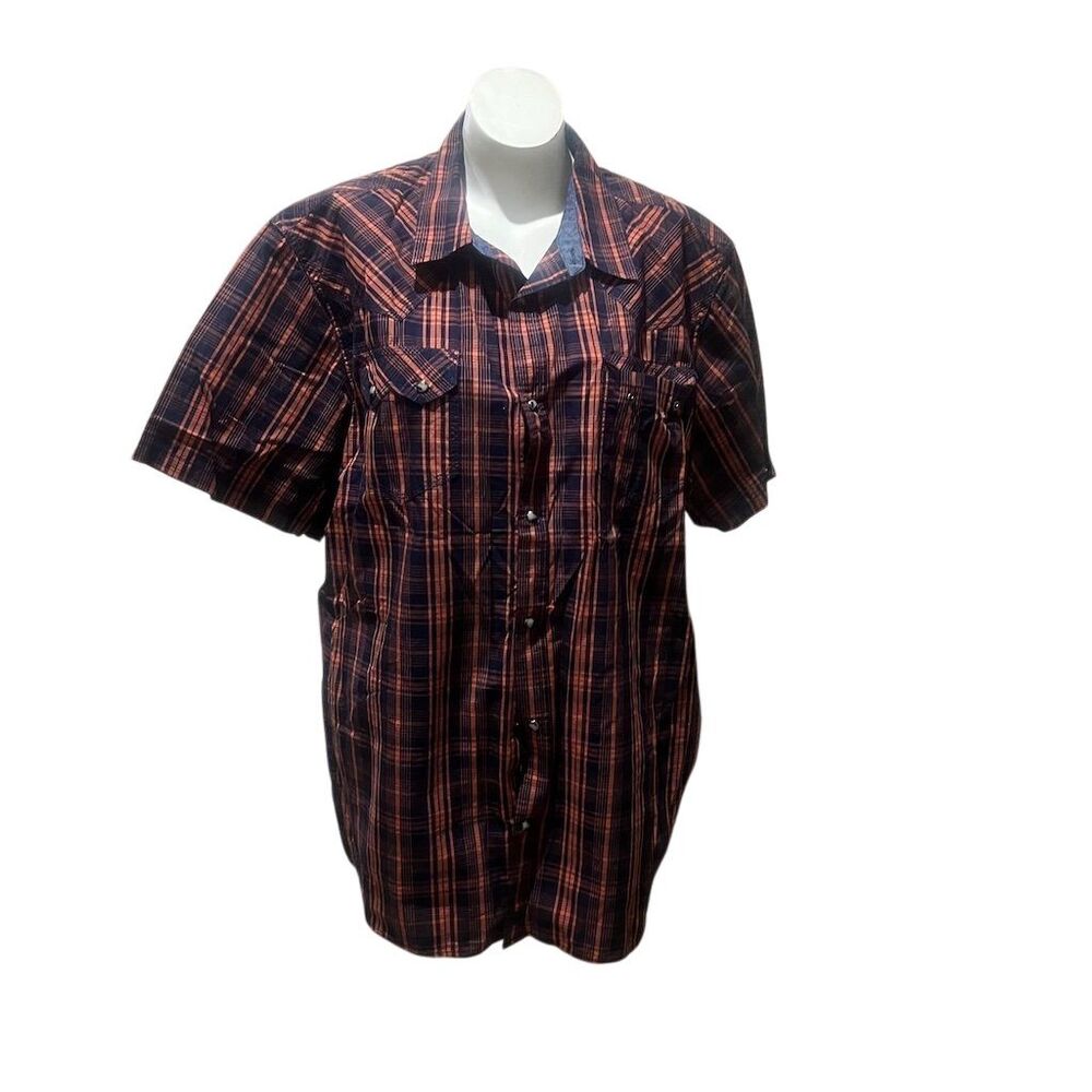 Moon Shine Men's 2XL Plaid Short Sleeve Button-Up Shirt Multicolor